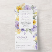 Invitation Tout En Un Purple Flowers, Yellow Flowers, Boho, Sweet 16 (À l'intérieur)