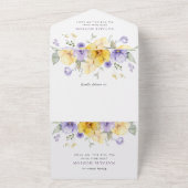 Invitation Tout En Un Purple Flowers, Yellow Flowers, First Communion (Dehors)