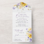 Invitation Tout En Un Purple Flowers, Yellow Flowers, First Communion (À l'intérieur)