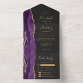 Invitation Tout En Un Purple Gold Agate Dark Meal Options Wedding (À l'intérieur)