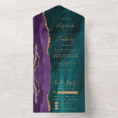 Invitation Tout En Un Purple Gold Teal Agate Meal Options Wedding (À l'intérieur)