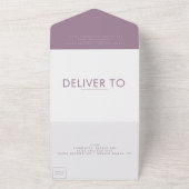 Invitation Tout En Un Purple Lilac Moderne Monogramme Gras Mariage (Dehors)