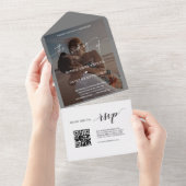 Invitation Tout En Un QR Code Airy Greenery Photo Mariage (Déchirure)