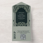 Invitation Tout En Un QR Code Antique Art Nouveau Mariage (À l'intérieur)