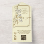Invitation Tout En Un QR Code Antique Art Nouveau Mariage (À l'intérieur)