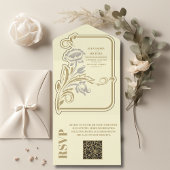 Invitation Tout En Un QR Code Antique Art Nouveau Mariage