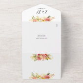 Invitation Tout En Un QR Code Aquarelle Floral Hearts Script Mariage (Dehors)