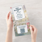 Invitation Tout En Un QR Code Aquarelle Floral Spring Mountains Mariage (Déchirure)