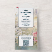 Invitation Tout En Un QR Code Aquarelle Floral Spring Mountains Mariage (À l'intérieur)
