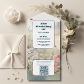 Invitation Tout En Un QR Code Aquarelle Floral Spring Mountains Mariage