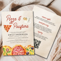 Tout en un QR Code Baby shower Pizza & Pacifiers