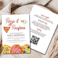 Tout en un QR Code Baby shower Pizza & Pacifiers