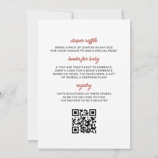 Invitation Tout en un QR Code Baby shower Pizza & Pacifiers (Dos)