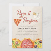 Invitation Tout en un QR Code Baby shower Pizza & Pacifiers (Devant)