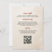 Invitation Tout en un QR Code Baby shower Pizza & Pacifiers (Dos)