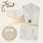 Invitation Tout En Un QR Code Baroque Monogram Wedding