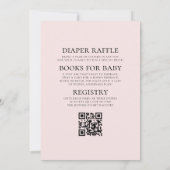 Invitation Tout en un QR Code Blush Pink Bow Girl Baby shower (Dos)