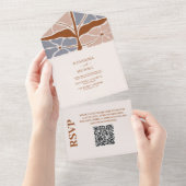 Invitation Tout En Un QR Code Boho Chic Retro Mariage floral (Déchirure)