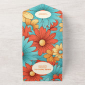 Invitation Tout En Un QR Code Boho Retro Floral Mariage (Dehors)