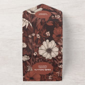 Invitation Tout En Un QR Code Bourgogne Mariage Fleur sauvage (Dehors)