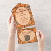 Invitation Tout En Un QR Code Burange Fleur sauvage Mariage (Déchirure)