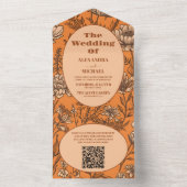 Invitation Tout En Un QR Code Burange Fleur sauvage Mariage (À l'intérieur)