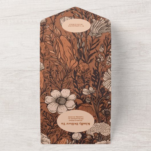 Invitation Tout En Un QR Code Burange Fleur sauvage Mariage (Dehors)