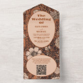 Invitation Tout En Un QR Code Burange Fleur sauvage Mariage (À l'intérieur)