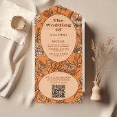 Invitation Tout En Un QR Code Burange Fleur sauvage Mariage