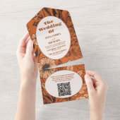 Invitation Tout En Un QR Code Burange Fleur sauvage Mariage (Déchirure)