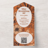 Invitation Tout En Un QR Code Burange Fleur sauvage Mariage (À l'intérieur)