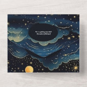 Invitation Tout En Un QR Code Celestial Midnight Blue Stars Moon Mariage (Verso)