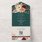 Invitation Tout En Un QR Code Chute Mariage floral (À l'intérieur)