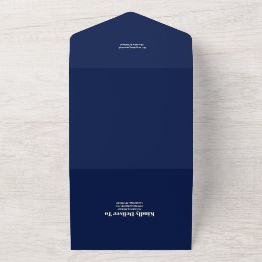 Invitation Tout En Un QR Code Classic Bleu Art Nouveau Mariage (Dehors)