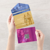 Invitation Tout En Un QR Code Colorful Photo Wedding (Déchirure)