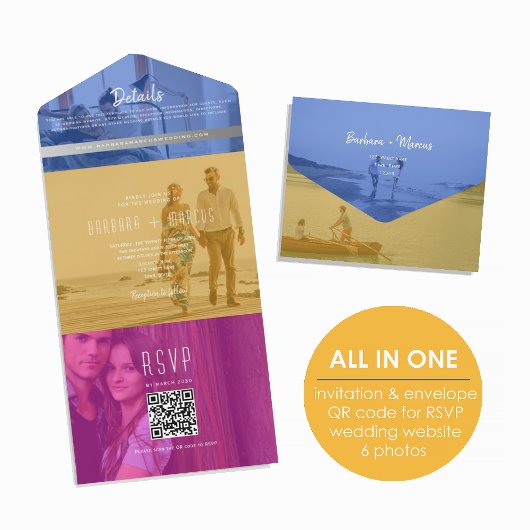 Invitation Tout En Un QR Code Colorful Photo Wedding