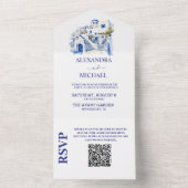 Invitation Tout En Un Qr Code Destination Grèce Santorin Mariage (À l'intérieur)