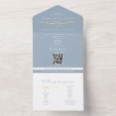 Invitation Tout En Un QR Code Dusty Blue Wedding (À l'intérieur)