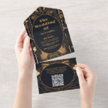 Invitation Tout En Un QR Code Elegant Art Déco Peacocks Mariage<br><div class="desc">Présentez notre invitation tout-en-un Mariage Art déco élégant QR Code ! Cette invitation associe à merveille le glamour vintage du style Art déco et le confort moderne. Le design Art Déco, géométrique et orné, apporte une touche cossue et élégante à votre papeterie mariage, créant une atmosphère de luxe et de...</div>