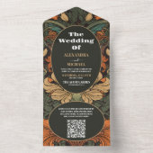 Invitation Tout En Un QR Code élégant Floral Art Nouveau Mariage (À l'intérieur)