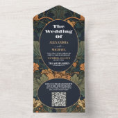 Invitation Tout En Un QR Code élégant Floral Art Nouveau Mariage (À l'intérieur)