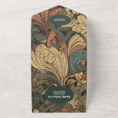 Invitation Tout En Un QR Code élégant Floral Art Nouveau Mariage (Dehors)