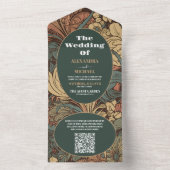 Invitation Tout En Un QR Code élégant Floral Art Nouveau Mariage (À l'intérieur)
