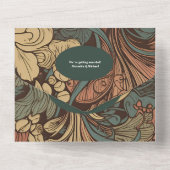 Invitation Tout En Un QR Code élégant Floral Art Nouveau Mariage (Verso)