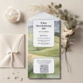 Invitation Tout En Un QR Code Elegant Mountain Meadow Mariage