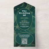 Invitation Tout En Un QR Code Emerald Green Gold CelestiMariage (À l'intérieur)