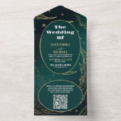 Invitation Tout En Un QR Code Emerald Green Gold CelestiMariage (À l'intérieur)