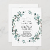 Invitation Tout en un QR Code Eucalyptus Mariage vert (Devant / Derrière)