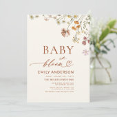 Invitation Tout en un QR Code Fleur sauvage Baby in Bloom Dou (Debout devant)