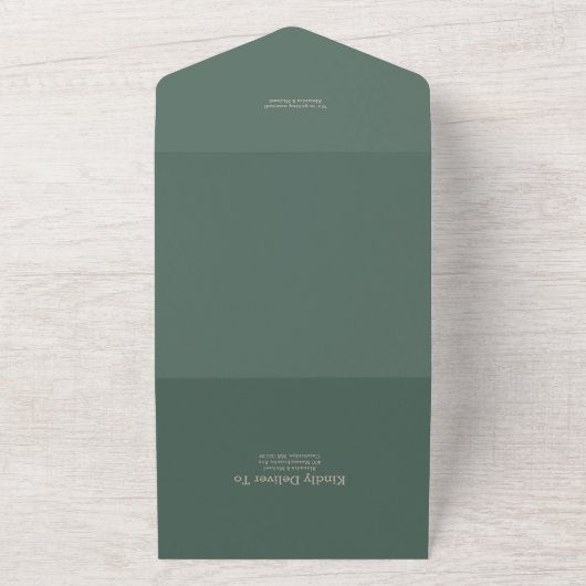 Invitation Tout En Un QR Code Green Art Nouveau Mariage (Dehors)